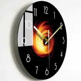 Table Clocks Bedroom Silent Wall Clock Living Room Glass Home Decor Creative Modern Watch Nordic Horloge Murale Design