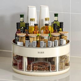 Kitchen Storage Rack Double-layer Rotating Spice 360-degree Two-layer Divided Large-capacity