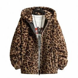 Giacca invernale coreana con stampa leopardata 2023 Giacca imbottita in cotone sciolto e confortevole Fi Giacca calda autunnale da uomo e da donna p4JH #