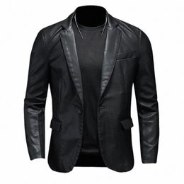 new Mens Slim Fit Leather Jackets PU Casual Motorcycle Coats Turn Down Collar Black Moto Biker Leather Suede Outerwear Men 5XL r4hx#