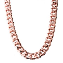 15mm Customization Length Trendy Mens Chain Rose Gold Color Stainless Steel Necklace For Men Curb Cuban Link Hip Hop Jewelry Chain276R