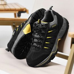 Fitness Shoes Leather Men Hiking Athletic Trekking Boots Hunting Tourism Mountain Jogging Outdoor Breathable Lace Up Tourist Non-slip