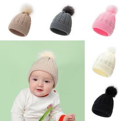 03 T Baby Hat Knit Crochet Beanie With Ball Pom Toddler Kid Winter Warm Pompom Headwear Boy Girl Cap Candy Color9267772