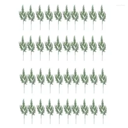 Decorative Flowers 40PCS Artificial Green Cypress Tree Leaf Pine Needle Leaves Branch Christmas Wedding Home Office El Decoration B