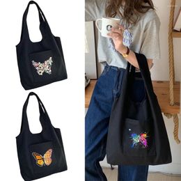 Shopping Bags Ladies Bag One Shoulder Vest Butterfly Print Collection Commuter Canvas Grocery Eco Tote