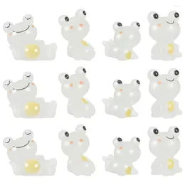 Garden Decorations 12Pcs Miniature Resin Frog Glow In The Dark Frogs Statues Mini Modelling Figurines