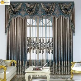 Curtains Luxury Set Curtains for Living Room Valance Tulle Embroidery Hall Drapes Blackout Curtains for Bedroom Windows High Quality