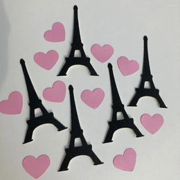 Party Decoration Paris Decorations Tower Cutouts Black Glitter Covered Confetti Bridal Shower Baby Girl Wedding Anniversary Decor