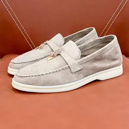 Light Luxury Female Casual Shoes Autumn 2024 New Kid Suede Material Round Toe Wear Resistant Loafers Anti-Odor Comfortable Foot Feel Lovers Leisure Shoes