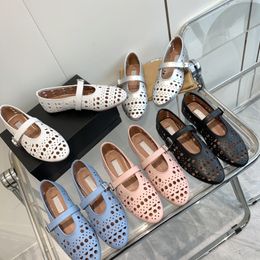 desigenr shoes Lambskin ballet flats japanese shoes Fishnet Ballet Flats Shoes rubber sole real leather with box 545