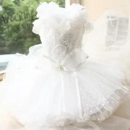 Dog Apparel Handmade Clothes Wedding Dress Pet Supplies Luxury Lace Princess One Piece 3D Petals Collar 12 Layers Tulle Skirt Holiday