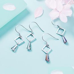 Dangle Chandelier Earrings Mloveacc Authentic 925 Sterling Sier Geometric Square Charm For Women Crystal Drop Female Delivery Jewelry Otjey