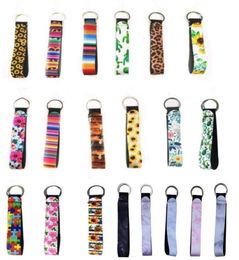 Neoprene Wristlet Keychains Lanyard Serape Prints Strap Band Split Ring Key Chain Holder Hand Wrist Lanyard Keychain For GirlsWom8682019