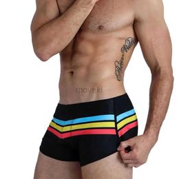 Men's Swimwear Mens Swimsuit Swim Trunks Strip Swimwear Surf Beach Shorts Quick Dry Brief Boxer Bathing Suits Beachwear Boardshort Underwear 24327