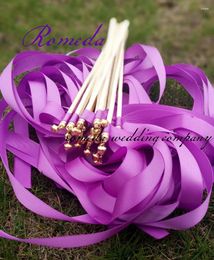 Party Decoration DIY Personlized Style A Purple Stain Ribbon Wands For (50pcs/lot)