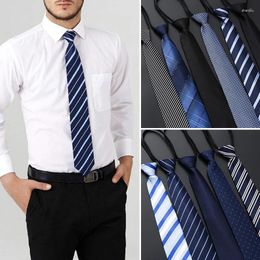 Bow Ties Lazy Zipper Men's Tie Classic Striped Plaid Necktie Jacquard Accessories Daily Wear Cravat Wedding Party Male Gifts