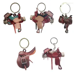 Keychains Western Horse Saddle Keychain Car Interior Decor For Key Gift Lover Acrylic Keyc