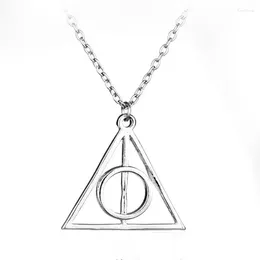 Pendant Necklaces Vintage Stylish And Minimalist Deathly Hallows Triangle Character Movie Fashion Jewellery No Rotation Necklace Wholesale