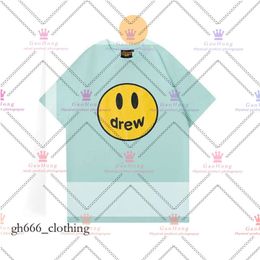 Drew Shirt Mens Tshirts Trendy Brand Drew Basic Smiley Face Printed Short Sleeved Tshirt Casual Loose Bottomed Shirt for Men and Women 389 944