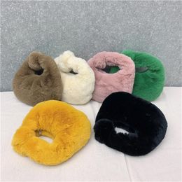 Shopping Bags Simple Women Plush Hobos Shoulder Winter Furry Ladies Underarm Bag Fashion Female Clutch Purse Handbag Mini