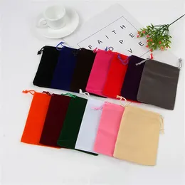 Gift Wrap 10/50 Pcs Soft Fabric Vintage Solid Velvet Drawstring Bags For Wedding Party Various Size Christmas Candy Bag