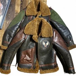 5 days arrival,Europe/US Size Top Sheep Leather Fur Coat B3 Shearling Bomber Jacket Turkish Genuine Super Warm Military Jacket f888#