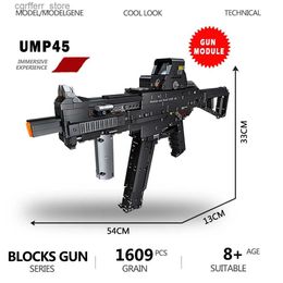 Gun Toys Military Building Block Gun UMP45 Model Building Block World War II Building Block Handheld Gun Shooting Army Weapons Childrens Toys240327