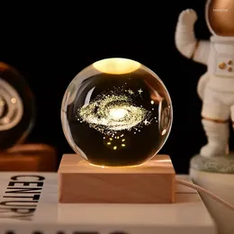 Decorative Figurines Valentine's Day Lamp 3D Crystal Ball Glowing LED Night Light Bedroom Decor Galaxy Moon Gift For Kid Couple