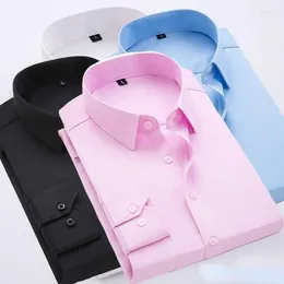 Men's Dress Shirts Mens Business Casual Shirt Long Sleeve High Quality Solid Colour Formal M-5XL