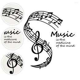 Wallpapers Musical Note Themed Black Mirror Applique Decal Pvc Adhesive Decals Decor