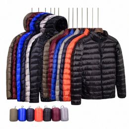 new Brand Autumn Winter Light Down Jacket Men's Fi Hooded Short Ultra-thin Lightweight Youth Slim Coat Down Jackets t2hc#