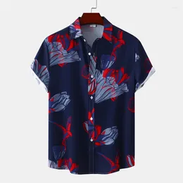 Men's Casual Shirts Fashion 3d Print Hawaiian Plants Flower Shirt For Men Summer Short Sleeve Tops T Street Lapel Blouse Clothes