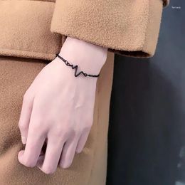 Link Bracelets Fashion Couple Heart Rate Bracelet Women Personalized ECG Shaped Lover's Engagement Women's Jewelry