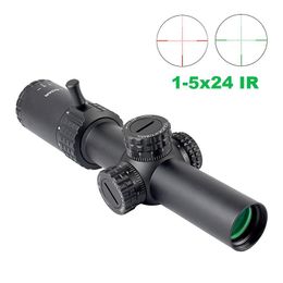 Hunting Scopes 1-5X24 Ir Rifle Quick Aim Tactical Red And Green Illuminated Optics Wide Angle Riflescope With Scope Mounts Fit Picatin Dhsjt