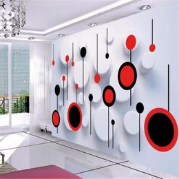 Wallpapers Custom Mural Wall Paper Papel De Parede 3d TV Setting Fashion Circle Po Murals Wallpaper For Walls 3 D Stickers