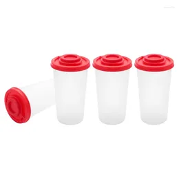 Storage Bottles 4 Large Salt And Pepper Shakers Moisture Proof Shaker With Red Covers Lids Plastic Airtight Spice Jar Dispenser