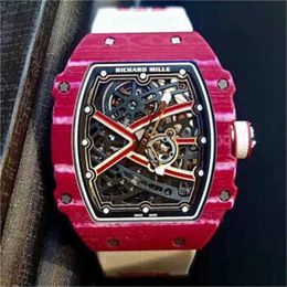 RichasMiers Watch Ys Top Clone Factory Watch Carbon Fiber Automatic Famous Wristwatches Mens Series 475mm Mens Rm67-02 Wine Red Ntpt HB4WPB9S1ZJY