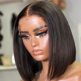 Brazilian Short Bob Lace Front Wig Straight T Part Lace Front Wig Remy Human Hair Wigs for Black Women baby hair