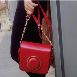 Evening Bags Luxurious Design Women's 2024 Korean Version High-end Texture Trendy Ring Iron Chain Single Room Diagonal Camera Bag