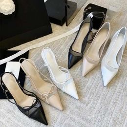 Women's High Heels, Pointed Bbow, Mesh Sexy Sandals, Luxurious And Fashionable Slingshot Classic Kitten Heels, Designer Women's High-Quality Single Shoes