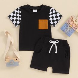 Clothing Sets Toddler Baby Boy Outfits Summer Colour Block Short Sleeve T-Shirt Tops Jogger Shorts 2Pcs Infant Clothes Set