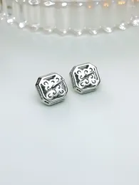 Stud Earrings Minimalist Square With Pure Silver Inlaid High Carbon Diamond Light Luxury Versatile Wedding Jewellery