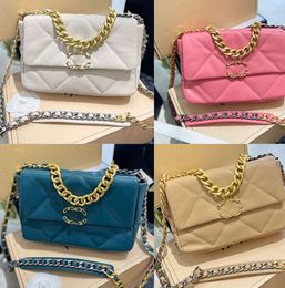 Top Lambskin CC 19 Designer Flap Bag 26CM Women Fashion Luxury Shoulder Crossbody Tote Handbags Ladies Gold Silver Chain Purse Wallet pink