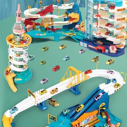 Toy Car Ramp Track Dinosaur Climbing Hills Railcar Colourful Vehicles Construction Play Set with 4 Mini R Childrens 240313