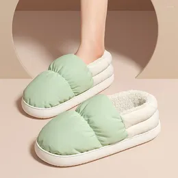 Slippers WDZKN Fashion Women Winter Home Cotton Shoes Plush Warm Comfort Mixed Colours Waterproof Down Cloth Outside Casual