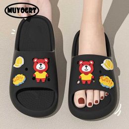 Slippers Slippers Women Cute Slipper Wit Soe Carms Couples Fasion Outwear Tick Sole Summer Funny Slides Sandals Diy Decorations H240327