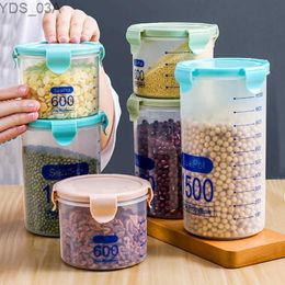 Storage Bottles Jars Kitchen Food Storage Canisters With Scale Multigrain Organizer Sealed Jar Plastic Moisture-Proof Can Air-Tight Storage Tank Set 240327