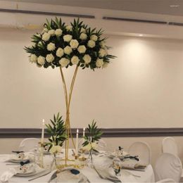 Party Decoration Gold Vase Flower Stand Metal Road Lead Wedding Welcome Event Banquet 10 Pcs