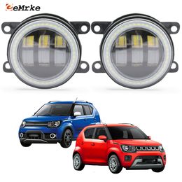 EEMRKE Led Fog Light Assembly 30W/ 40W for Suzuki Ignis 3 III FF21S MF 2016-2023 with Clear Lens Angel Eyes DRL Daytime Running Lights 12V Car Accessories