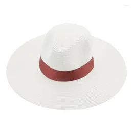 Wide Brim Hats For Women Straw Summer Hat Bucket Big 11cm Solid Band Luxury Beach Outdoor Casual